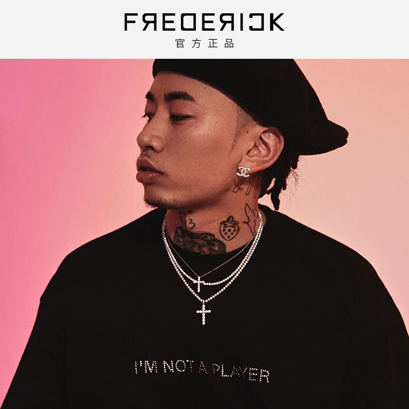 FDK马思维十字架吊坠项链男同款潮嘻哈HIPHOP男士街头钛钢砖石