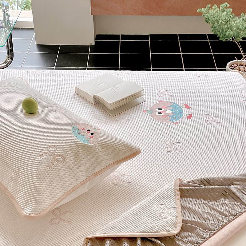 A类3D高分子冰豆提花软凉席三件套可机洗床笠款卡通可爱空调软席