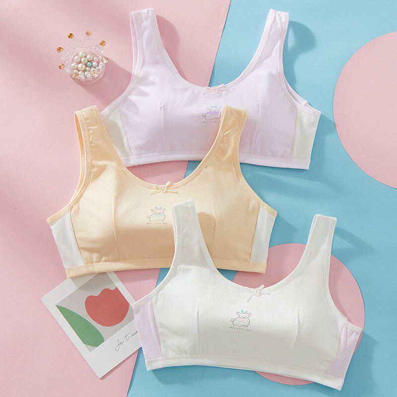 女孩小背心发育期纯棉一阶段女童内衣12岁儿O童薄款防凸点少女文