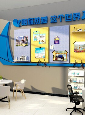毛毡展示板旅行游社门店背景文化墙面装饰画网红公司民宿房间布置