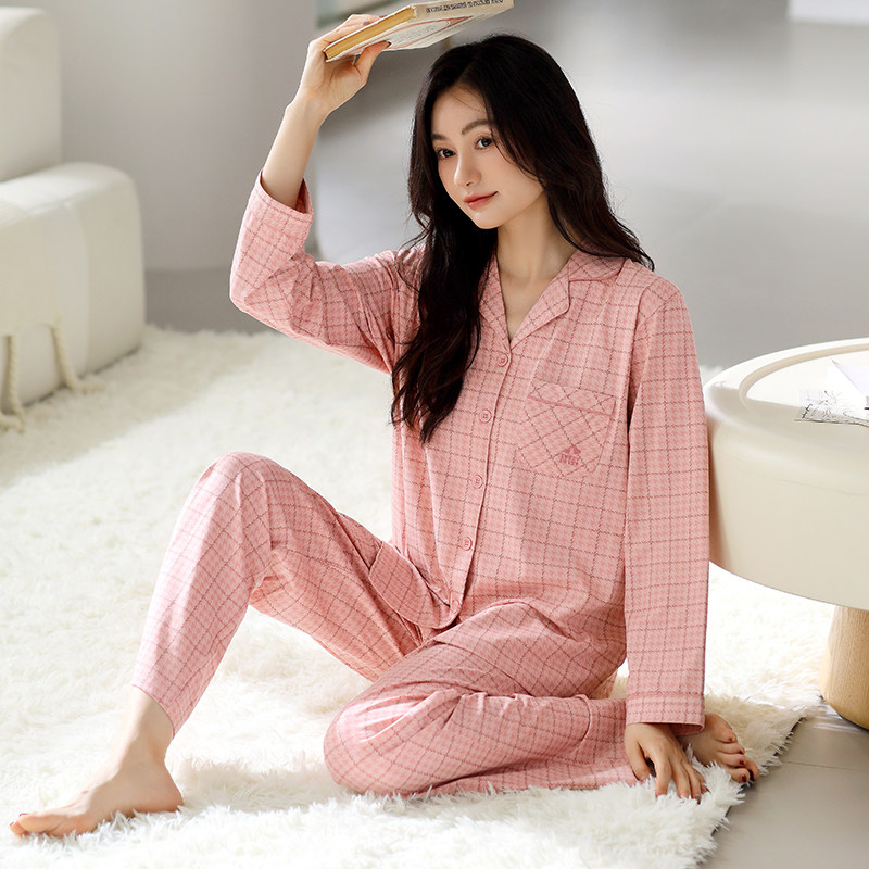 睡衣女春秋纯棉g长袖长裤秋季女款2024款款夏季全棉家居服开衫套