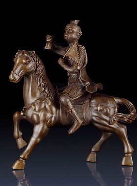 纯铜马上封侯摆件家居客厅工艺品摆设马上封猴办公室桌面饰品礼品