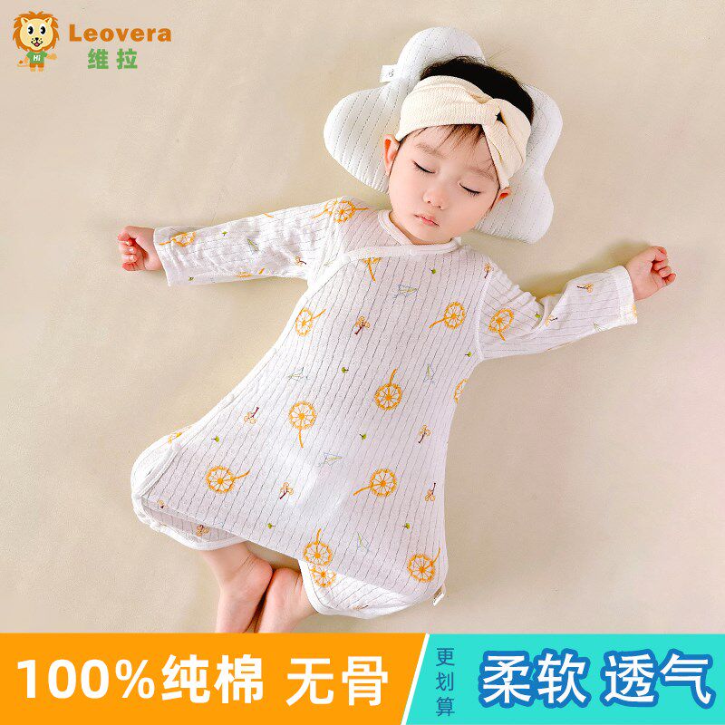 新生婴儿睡衣夏季薄款纯棉连体衣0-12个月宝宝衣服爬服睡袋袍夏装