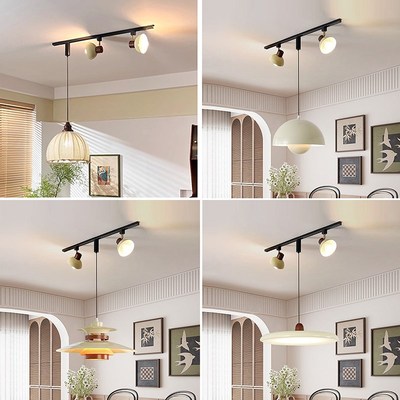 北欧极简现代奶油风轨道吊灯可移位咖啡厅餐桌创意吧台岛餐厅吊灯
