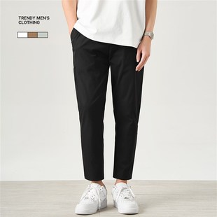LUUD 日常通勤黑色休闲裤子韩版简约百搭西装裤男修身小脚锥形裤