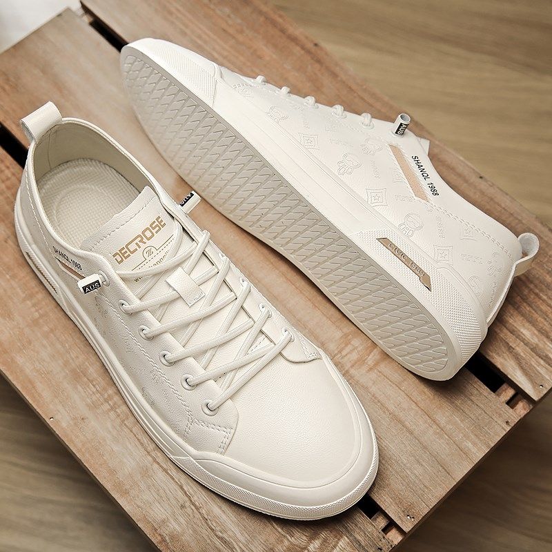 小白鞋男2023新款潮流板鞋潮男不系带鞋子男士夏季款透气白色鞋子