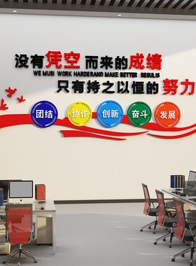 梦想励志墙贴公司标语会议室企业文化墙3d立体贴纸办公室布置装饰