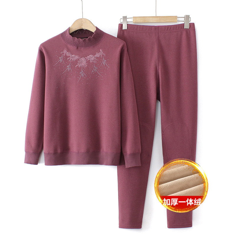 奶奶秋冬发热衣裤老年人加绒加厚冬装女妈妈秋衣卫生裤老人衣服