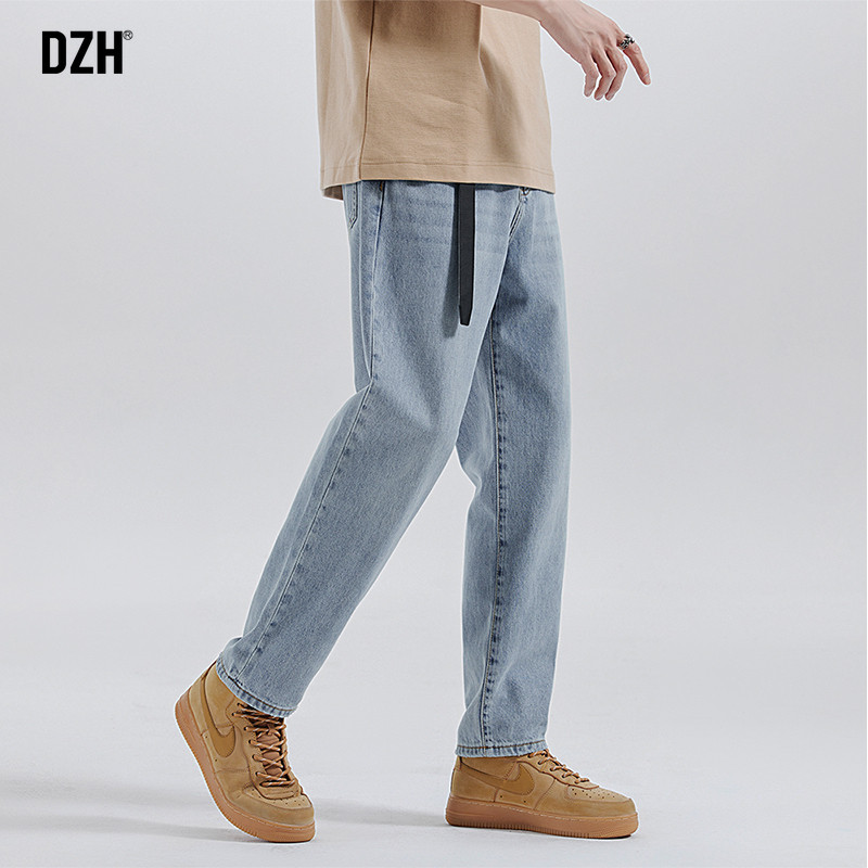 男士浅蓝色修身牛仔裤男直筒宽松春季裤子休闲百搭2025新款锥形裤