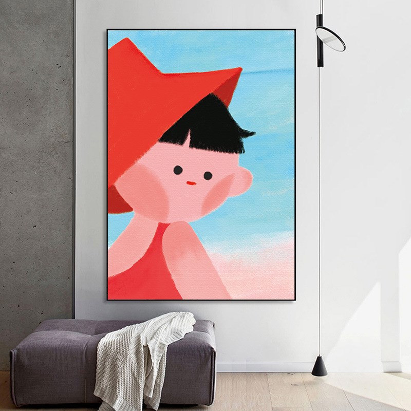 简约卡通女孩装饰画卧室客厅w餐厅壁画创意个性墙画玄关走廊晶瓷图片