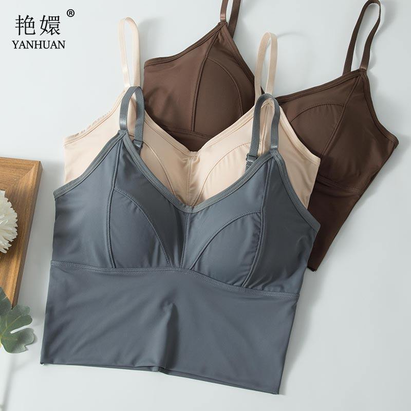 美背内衣u型小吊带背心女带胸垫小胸加F厚文胸2022新款打底外穿夏