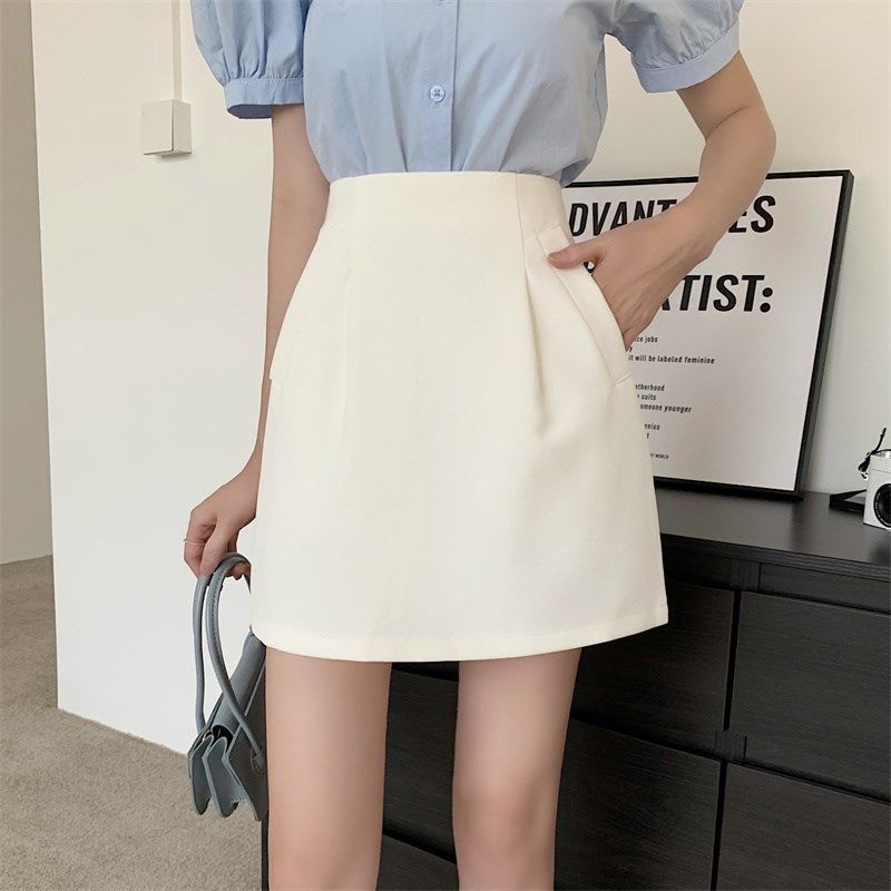 高腰白色蓬蓬半身裙裤大码女春夏黑色显瘦遮胯短裙女夏季2022新款