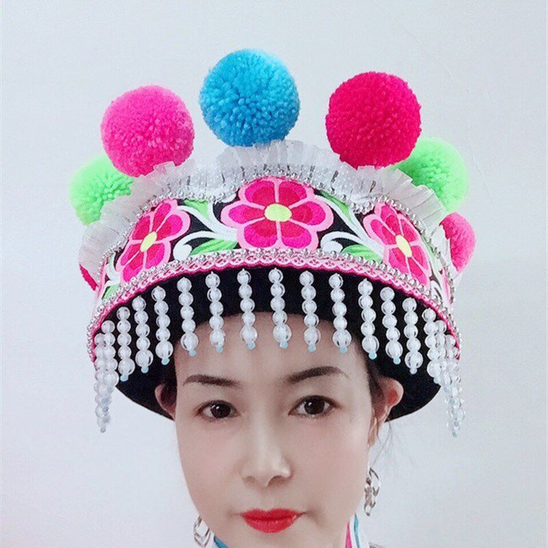彩云南民族服装壮族瑶族水族羌族苗族彝族头饰楚雄牟定民族帽子