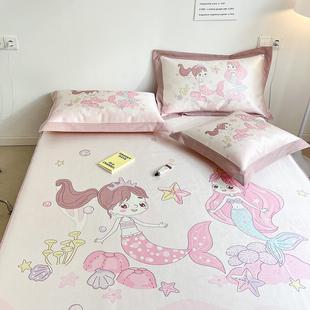 卡通儿童冰丝凉席三件套可t水洗床笠款男孩女孩夏季宝宝空调软席