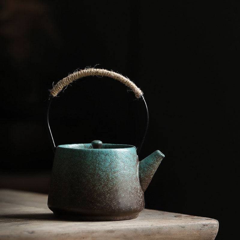 日式粗陶提梁壶仿j古陶瓷茶壶功夫茶具家用泡茶壶单壶家用大泡茶
