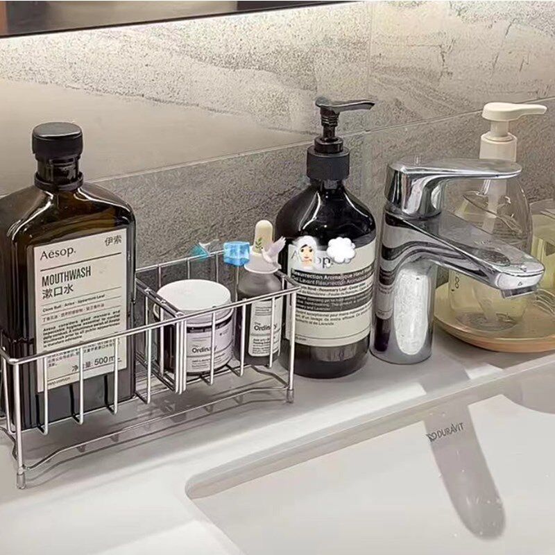 不锈钢304浴室台面收纳置物架化妆品护肤品收纳多功能大容量轻奢
