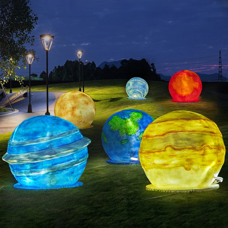 发光地球月球灯模型雕塑网红户外星球玻璃钢酒馆氛围中秋装饰摆件