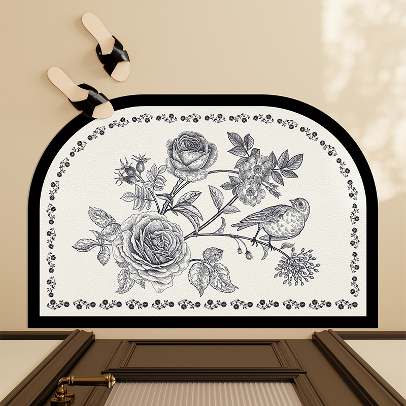 美式地垫入户门垫玄关脚垫耐脏黑色半圆地毯家用门口进门防滑垫