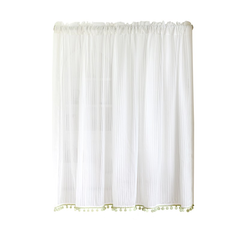 门帘隔断帘房间蕾丝纱帘免打孔伸缩杆法式田园厨房卫生间半截短帘