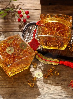 黄水晶日进斗金创意开业乔迁新年装饰品家居摆件礼品礼物送朋友风