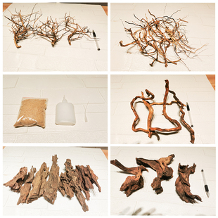 鱼缸造景素材杜鹃根火山石沉木虾木骨架胶根须草缸造景DIY材料组