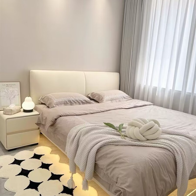 奶油风地毯黑白风高级感卧室房间床边毯长条沙发茶几毯毛绒加厚垫