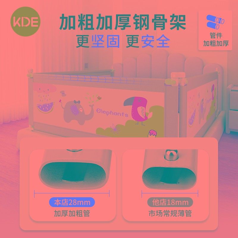 KDE 婴儿床围栏宝宝防摔防护栏儿童床护栏床挡板围床三面组合软包