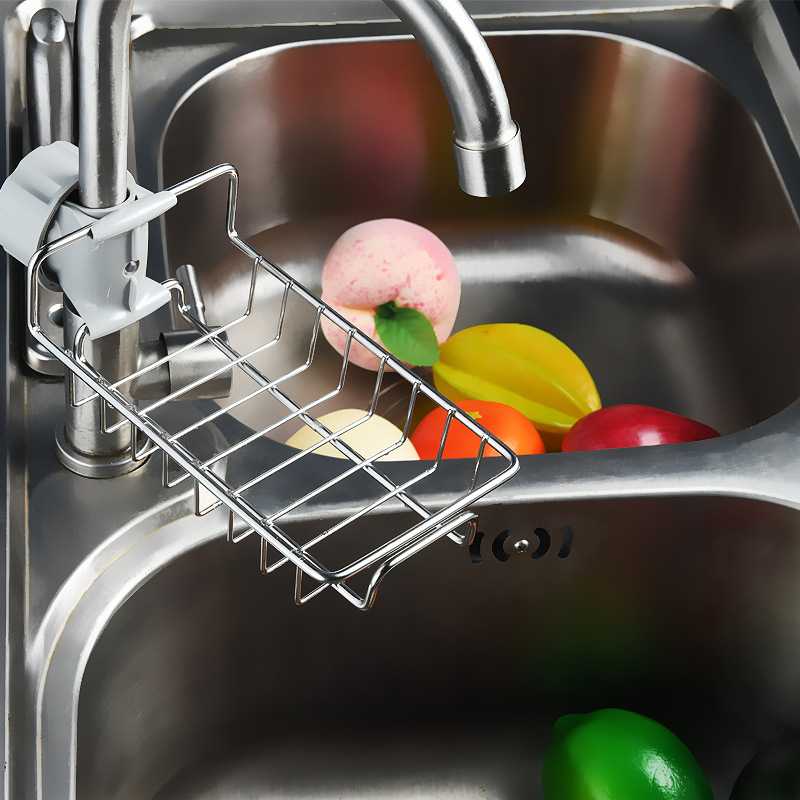 厨房水龙头置物架家用不锈钢免打孔抹布刷碗布沥水架水槽收纳挂架