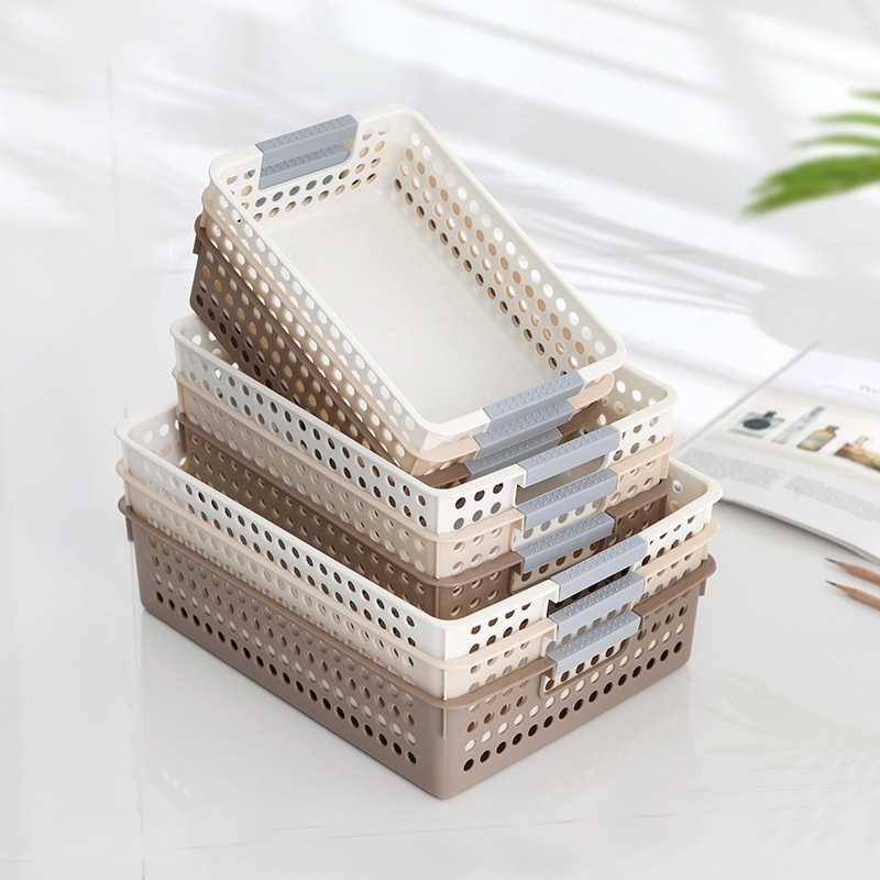 塑料长方形收纳筐桌面收纳篮子幼儿园玩具收纳框手提置物篮子