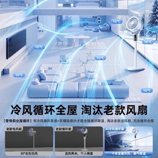 电风扇家用静音落地扇立式 2025新款 空气循环扇摇头制冷风机空调扇