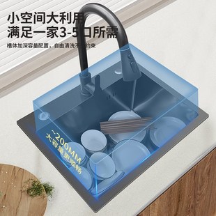 不锈钢手工厨房黑色洗菜盆加厚台下家用水池洗碗池家用水槽大单槽