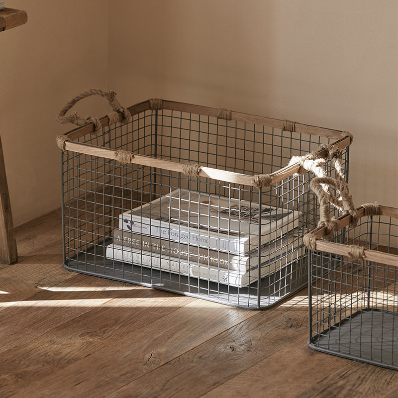 复古铁艺网格收纳筐零食水果收纳篮厨房储物篮桌面杂物整理置物筐,收纳整理,收纳筐,淘宝优惠券,粉丝福利购,淘宝优惠卷