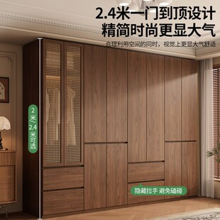 中古风衣柜家用卧室大容量收纳胡桃色大衣柜2025爆款衣橱一门到顶