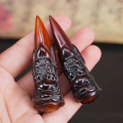 牦牛角手把件吊坠降魔杵法器角雕古玩文玩收藏真品吊饰