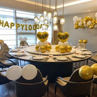 酒店餐厅包厢宝宝周岁生日气球装饰品男孩女孩场景布置饭店背景墙