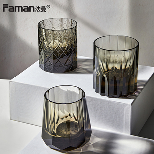 2025轻奢高档威士忌酒杯洋酒杯水晶解压星芒杯套高级感江户切子杯