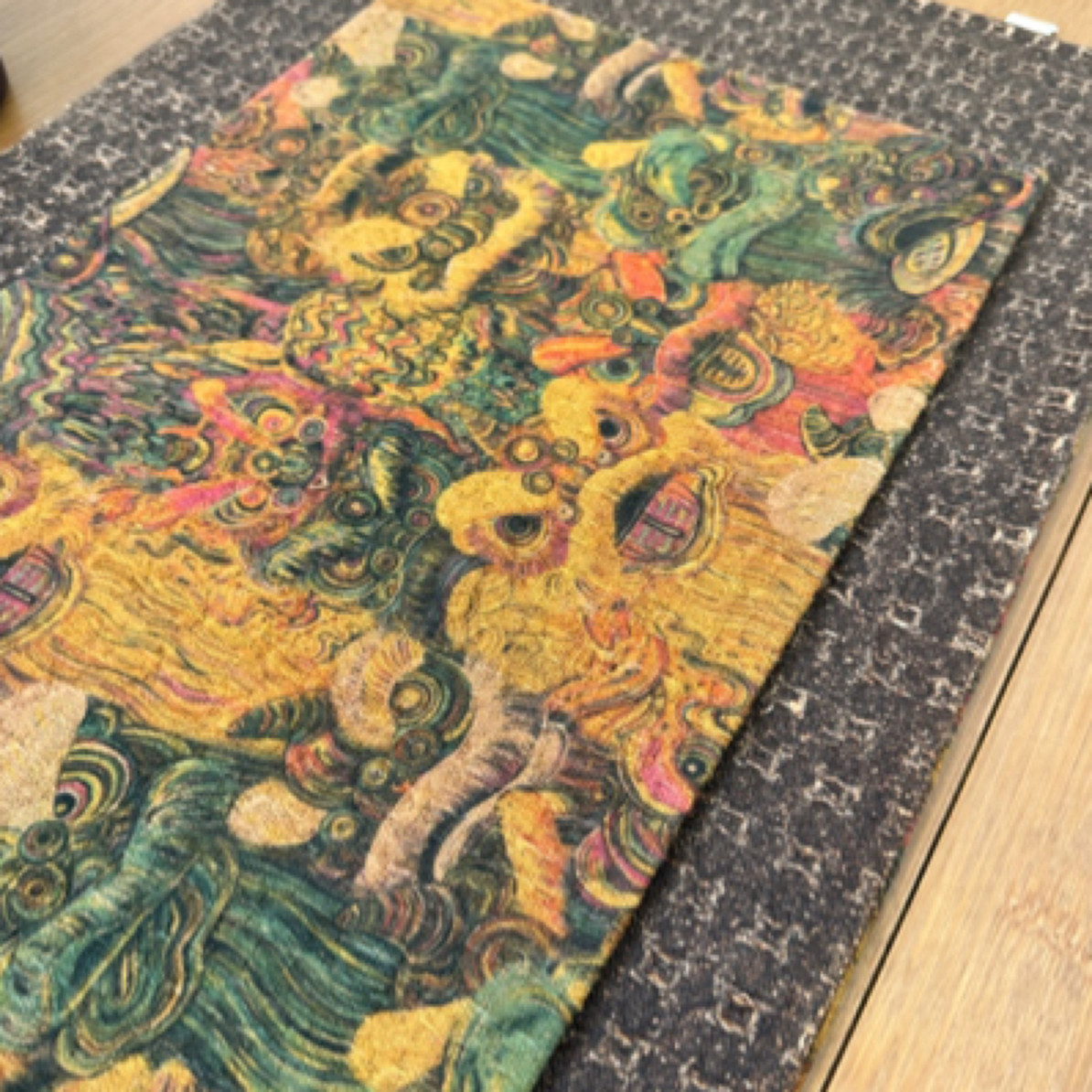 【醒狮】双面香云纱复古茶席手工禅意新中式大气茶席茶巾文玩垫