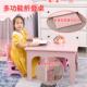 瀛欣儿童塑料折叠桌可升降学习小书桌便携式 写字桌户外餐桌椅套装