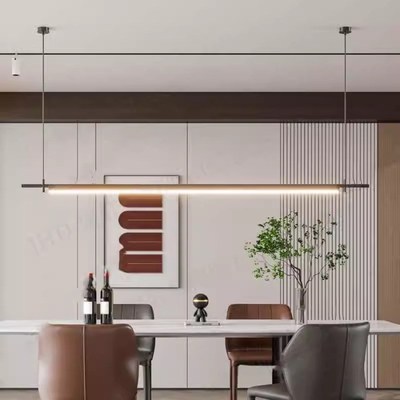 黑色复古书房意式极简餐厅餐桌吊灯北欧岛吧台高端长条一字办公灯