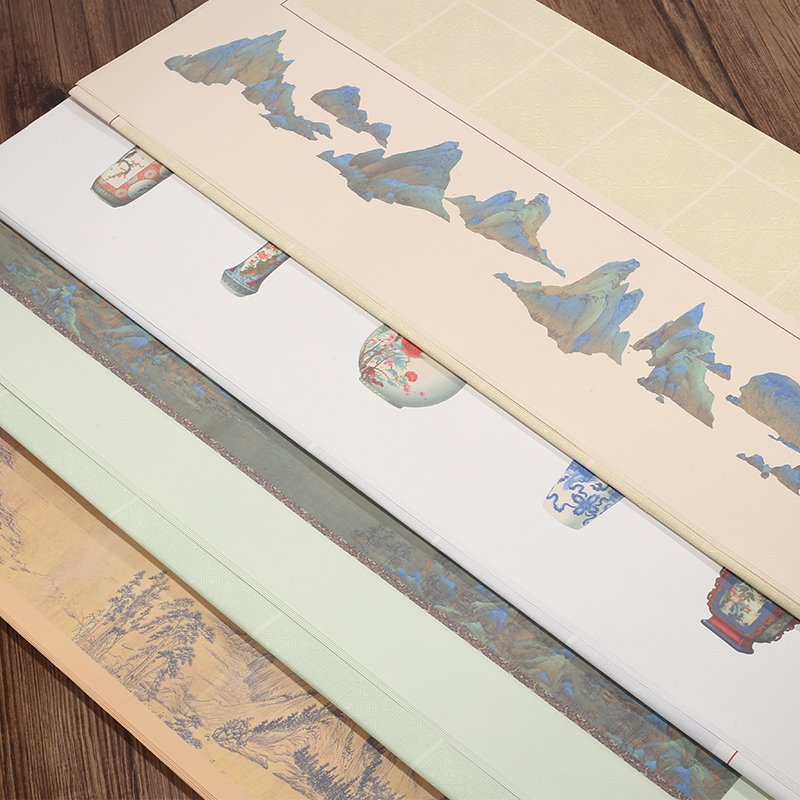 四尺整张宣纸书法专用纸半生半熟蜡染带格子宣纸28格56格书法作品