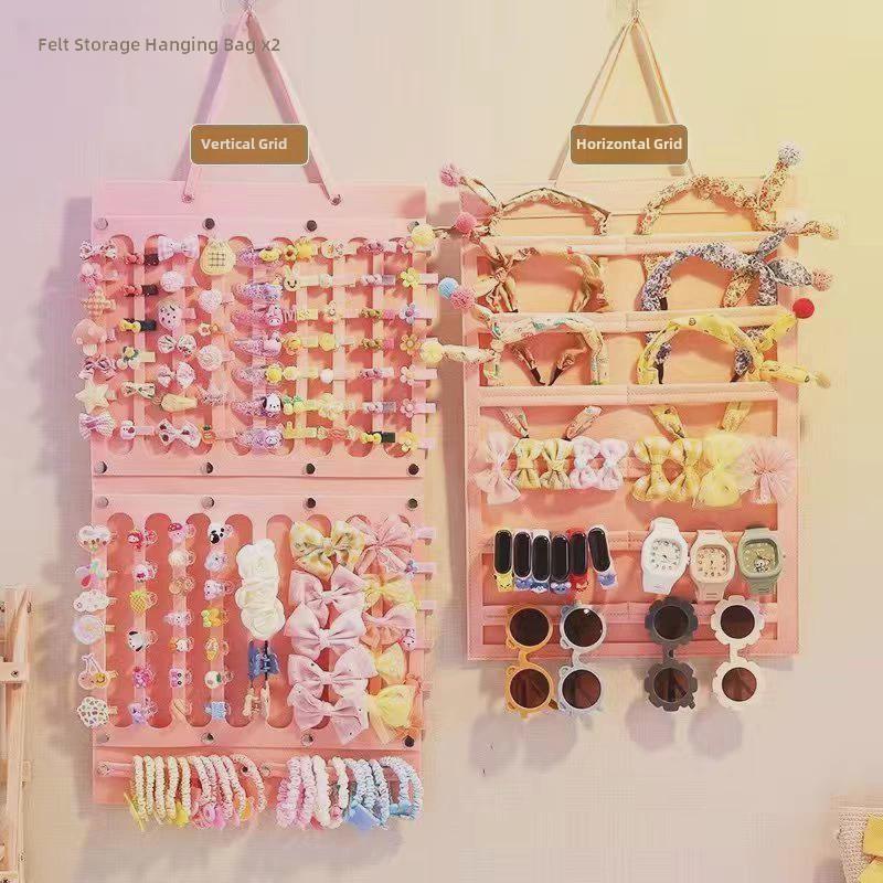 发夹储存架墙壁挂儿童发夹发夹珠宝女孩发带首饰盒展示墙挂袋