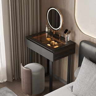 极简梳妆台2024新款 意式 主卧室床头60cm小型实木化妆桌轻奢高级感