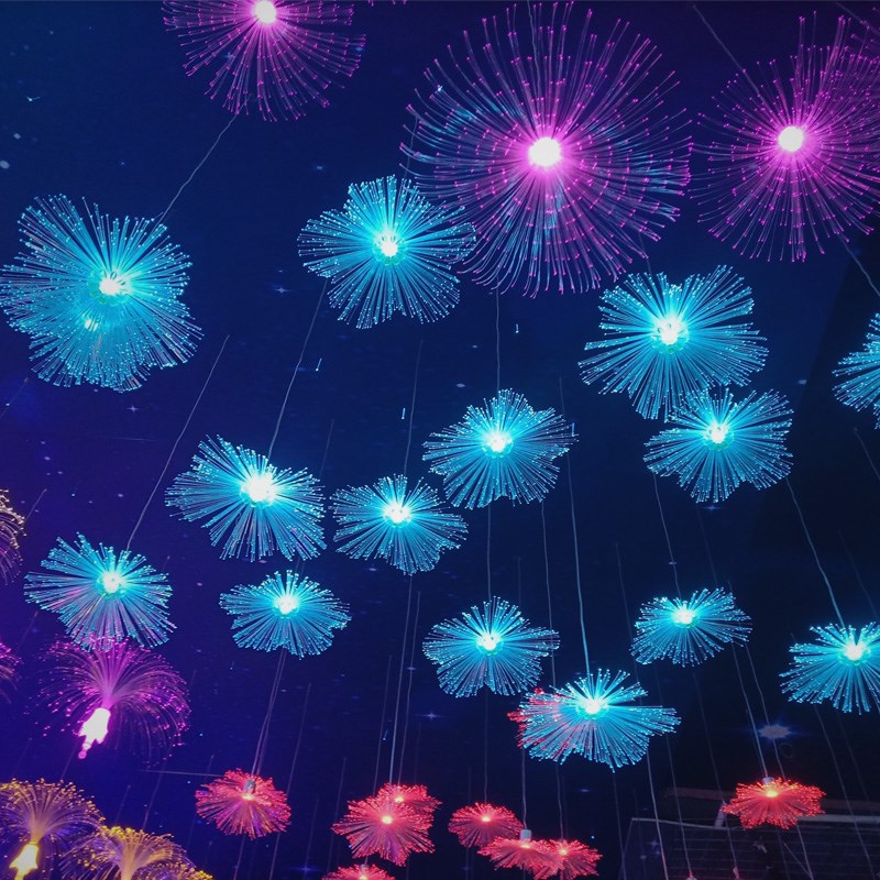 光纤水母灯七彩灯户外防水串灯满天星节日装饰灯商场婚庆装扮挂灯