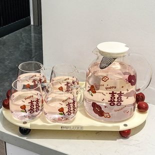 耐热具客厅庆 玻璃茶壶可爱创意水喝水杯家用待客茶杯喜小清新套装