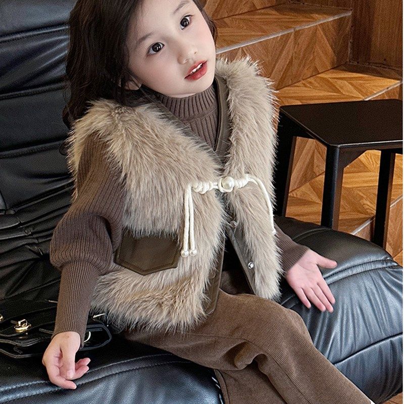 女童套装2023新款韩版洋派毛马甲打底毛衣时髦加绒喇叭裤三件套冬,童装/婴儿装/亲子装,套装,淘宝优惠券,粉丝福利购,淘宝优惠卷