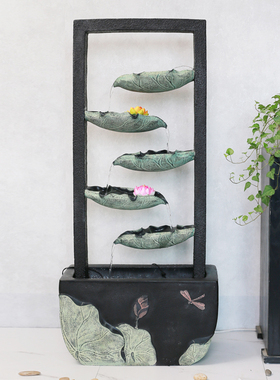 新中式家居客厅喷泉流p水风水池落地摆件 办公室招财鱼缸水景摆设