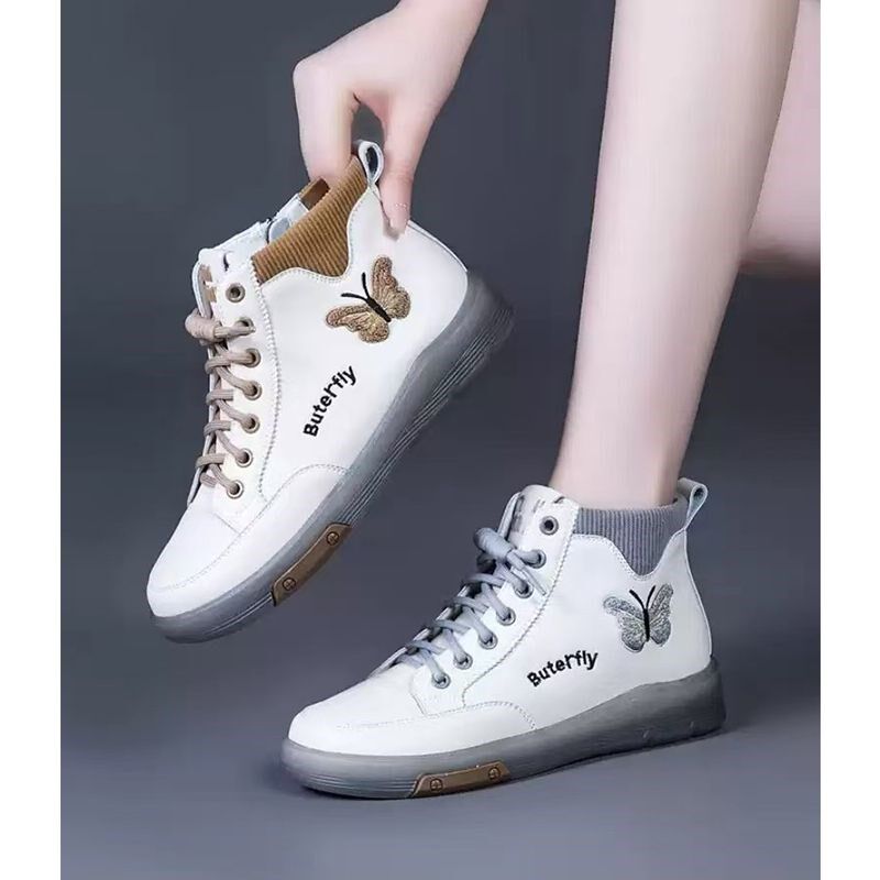 靴子女款马丁靴2024p新款真皮软底秋季高帮鞋牛筋底女鞋休闲鞋女