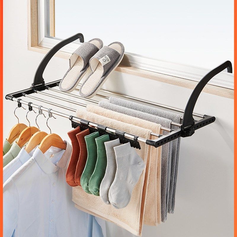 阳台晾衣架神器晒鞋架晾窗外护栏晾晒袜子挂窗户室外窗台凉鞋架子