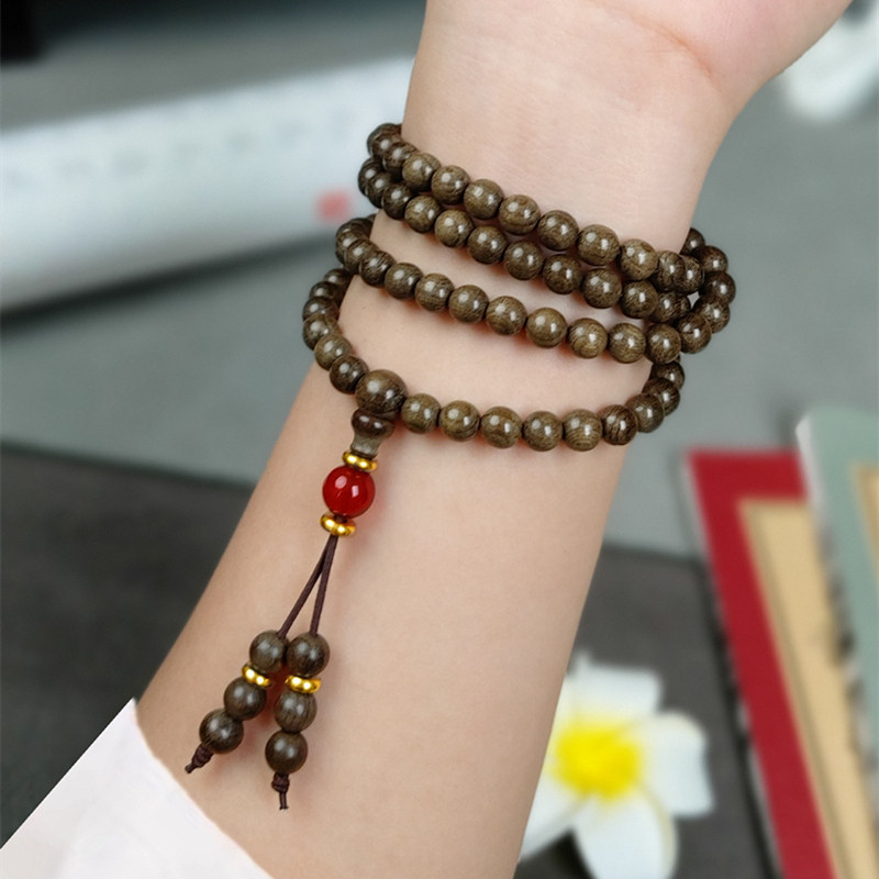 金丝楠木手串阴沉金丝楠佛珠108颗念珠男女款手链文玩老料香手串