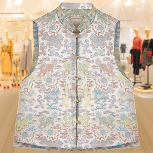 盘扣马夹叠穿上衣 高端织锦缎新中式 复古国风提花马甲女春秋季 新款